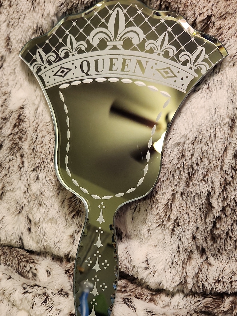 Queen Hand Mirror - Decorative Silver Women's Accessory Vintage 12"x7" Heavy